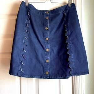 Draper James for Eloquii Scallop A Line Denim Skirt